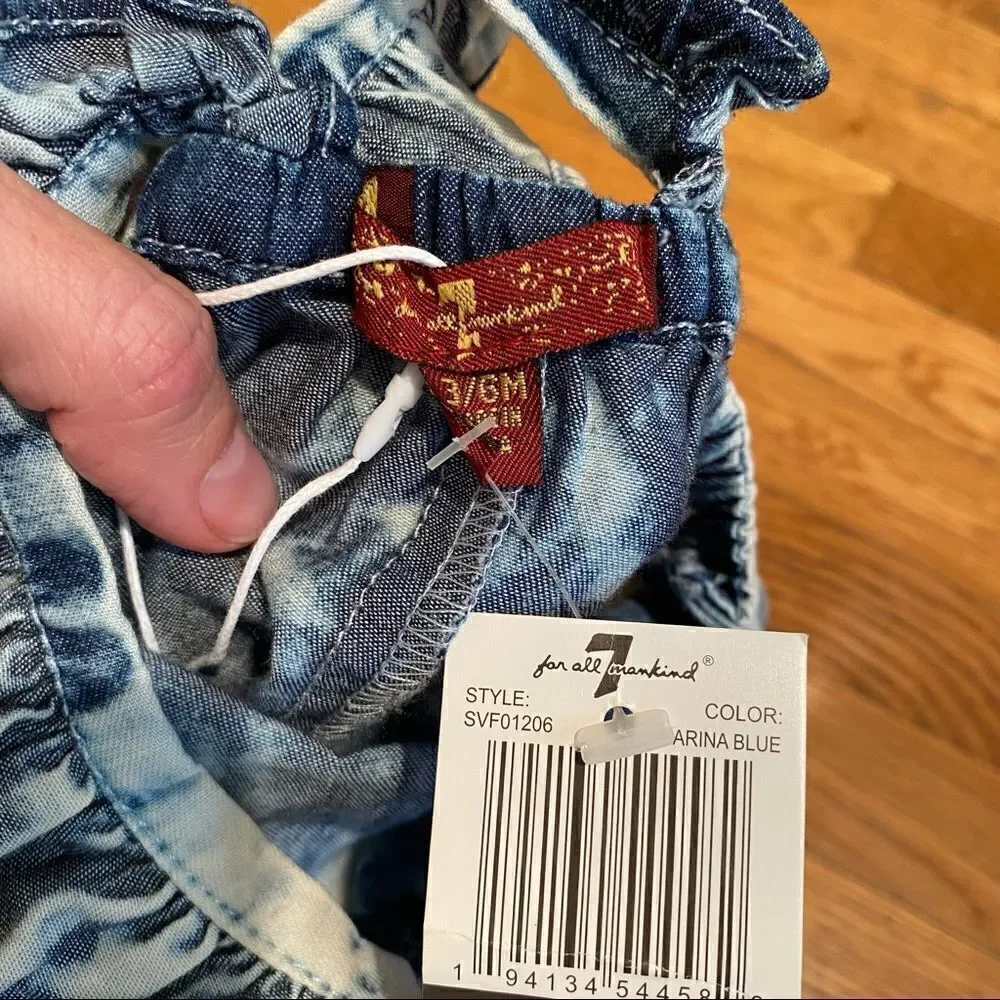 7 For All Mankind Acid Wash chambray Romper 3-6 months NWT